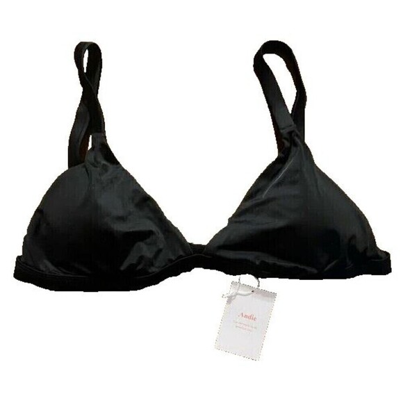 Andie Swim Women's Small The Caicos Bikini Top Black Adjustable Straps - Picture 6 of 6